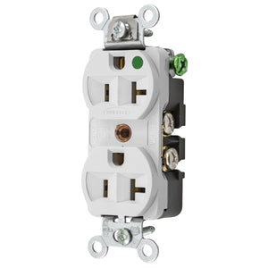 Hubbell HBL8300W 20A Duplex Receptacle 125VAC 5-20R WH